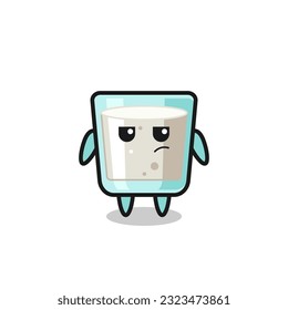 cute milk character with suspicious expression , cute style design for t shirt, sticker, logo element