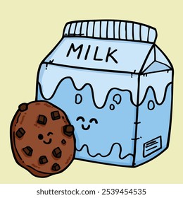 Leche linda y Ilustración vectorial de pareja de galletas