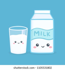 Cute Milk Glass Box Carton Vector Illustration Cartoon Smile