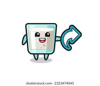 cute milk hold social media share symbol , cute style design for t shirt, sticker, logo element
