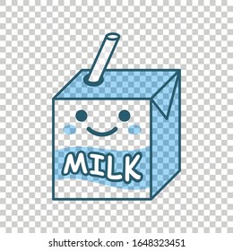 Cute milk icon in flat style. Milkshake vector illustration on white isolated background. Cartoon funny container business concept.