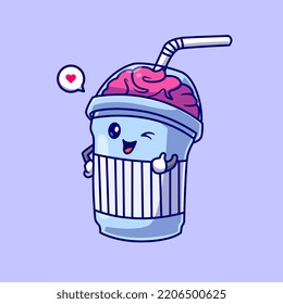Cute Milk Shake Drink Cartoon Vector Icon Illustration. Drink Object Icon Concept Isolated Premium Vector. Flat Cartoon Style