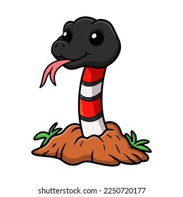 Cute milk snake cartoon out from hole