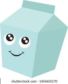 Cute milk in tetra pack, illustration, vector on white background.