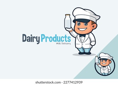 Cute Milkman Delivering a Bottle of Milk