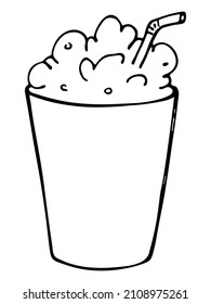 Cute milkshake illustration isolated on a white background. Simple cup clipart. Pretty drink doodle. 