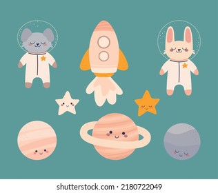 cute milky way icons vector style