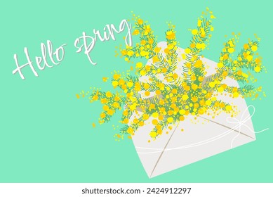 cute mimosa illustration hello spring