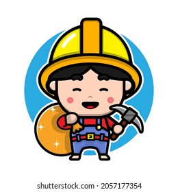 Cute miner boy character design