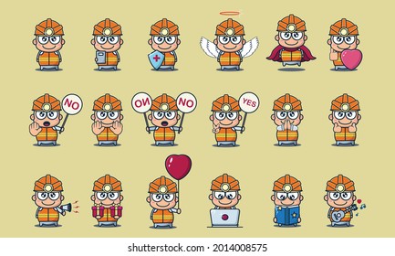 cute miner cartoon, bundle set