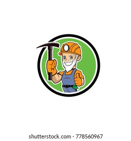 cute miner mascot logo