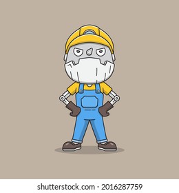 Cute miner robot in uniform