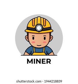 Cute miner with safety helmet logo