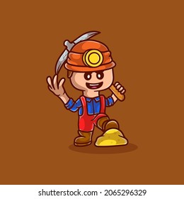 cute miners finding gold, suitable for cute miner t-shirts or mascot designs