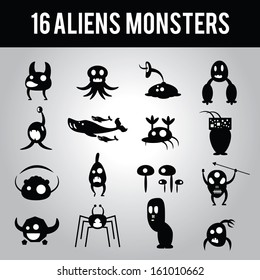 Cute mini aliens monster