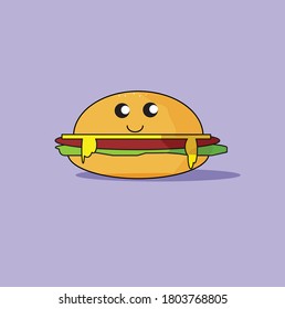 a cute mini burger of junkfood vector doodle icon