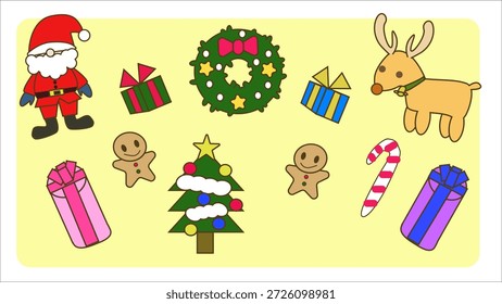 Cute Mini Christmas Vector Set
