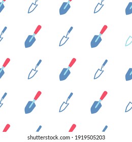 Cute Mini Garden Shovel in White Background Vector Seamless Pattern can be use for background and apparel design