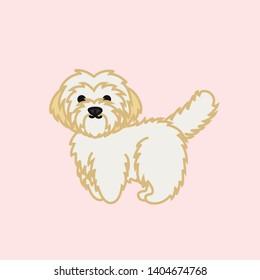 Cute Mini Goldendoodle Standing Dog Cartoon Vector Illustration for Print, Website or Kids Shirt Design