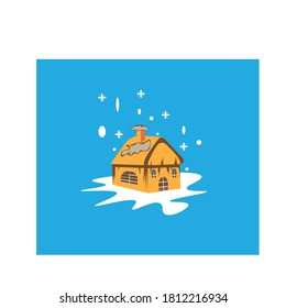 linda imagen del logotipo de dibujos animados de una casa pequeña con diseño de color plantilla vectorial