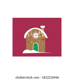 cute mini house cartoon logo illustration with color design vector template