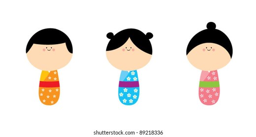 cute mini kokeshi doll