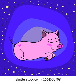Cute mini pig. Vector illustration.
