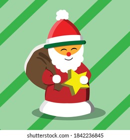 Cute Mini Santa Claus Brings Gifts, Vector illustration