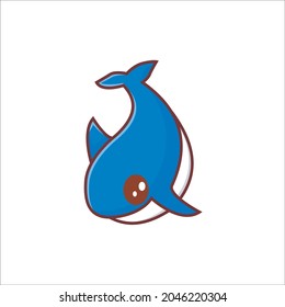 cute mini whale vector illustration,flat colorful design