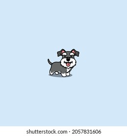 Cute Miniature Schnauzer Puppy Cartoon, Vector Illustration