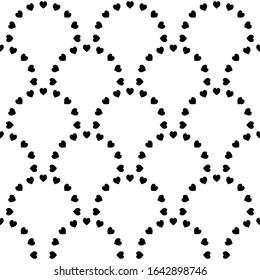 Cute minimal abstract black and white monochrome seamless vector pattern with small hearts. Gift wrapping paper, interior, cloth, fabric or web design.