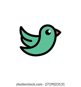 Lindo ícono de pájaro minimalista con estilo de Vector plano perfecto para logotipos, pegatinas de App y diseños modernos.