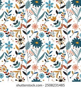 Cute minimal flowers design seamless pattern for fabric textile wallpaper gift wrapping paper background.