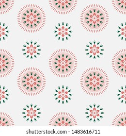 Cute minimal flowers pattern in art deco style. Seamless tile floral background