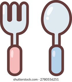 Cute Minimal Fork and Spoon Icon