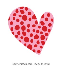 Forma de coração texturizado bonito e mínimo Mão desenhada para o Dia dos Namorados. Símbolo de Amor Vermelho e Rosa da Moda com padrão abstrato. Ilustração de arte vetorial isolada sobre fundo branco