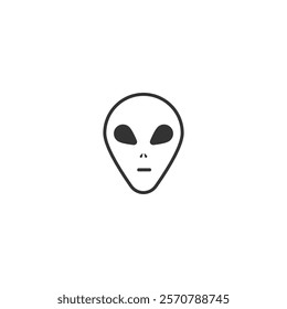 A cute and minimal illustration of an alien face with a outline, black eyes, and simple design. Perfect for sci-fi themes, extraterrestrial concepts, and playful graphical elements.