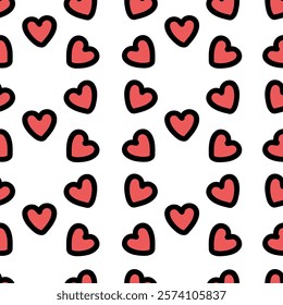 Cute, minimal, seamless pattern with hearts. Good for any project.