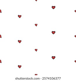 Cute, minimal, seamless pattern with hearts. Good for any project.