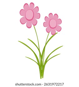 Lindo mínimo dos flores de color rosa con hojas verdes