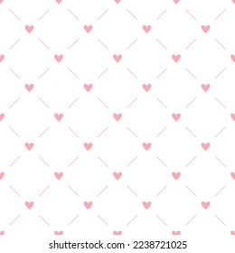 Cute minimal vector seamless pattern with hearts isolated on white background. Stock illustration