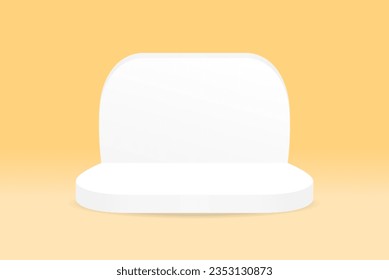 cute minimal white backdrop display stage 3d illustration vector for putting object or product