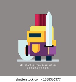 Diseño de ilustraciones vectoriales de caballero dorado, de corte y minimalismo