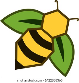 Cute minimalist bee leaf vector