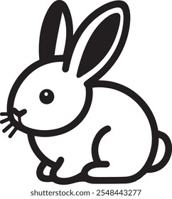 Cute minimalist black and white vector illustration of a rabbit. Perfect for design, print, and digital media. High-resolution, scalable, and editable.