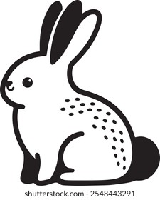 Cute minimalist black and white vector illustration of a rabbit. Perfect for design, print, and digital media. High-resolution, scalable, and editable.