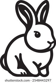 Cute minimalist black and white vector illustration of a rabbit. Perfect for design, print, and digital media. High-resolution, scalable, and editable.