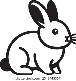 Cute minimalist black and white vector illustration of a rabbit. Perfect for design, print, and digital media. High-resolution, scalable, and editable.