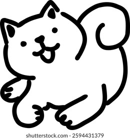 A cute and minimalist black-and-white line art illustration of a Shiba Inu.