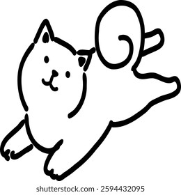 A cute and minimalist black-and-white line art illustration of a Shiba Inu.